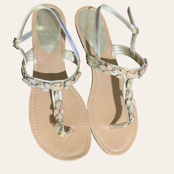 UNISA Gold/Silver Flat Sandals / SZ: 8.5 / EUC - Picture 1 of 7